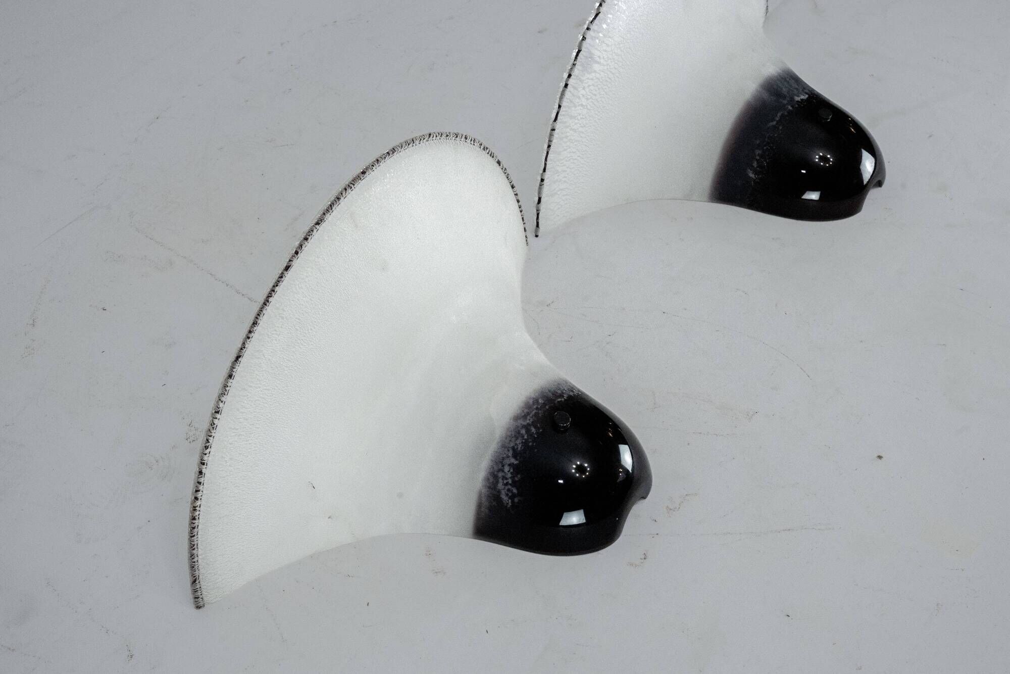 Pair of Large Labeled Barbini Murano Glass Wall Sconces. Italy 1970s