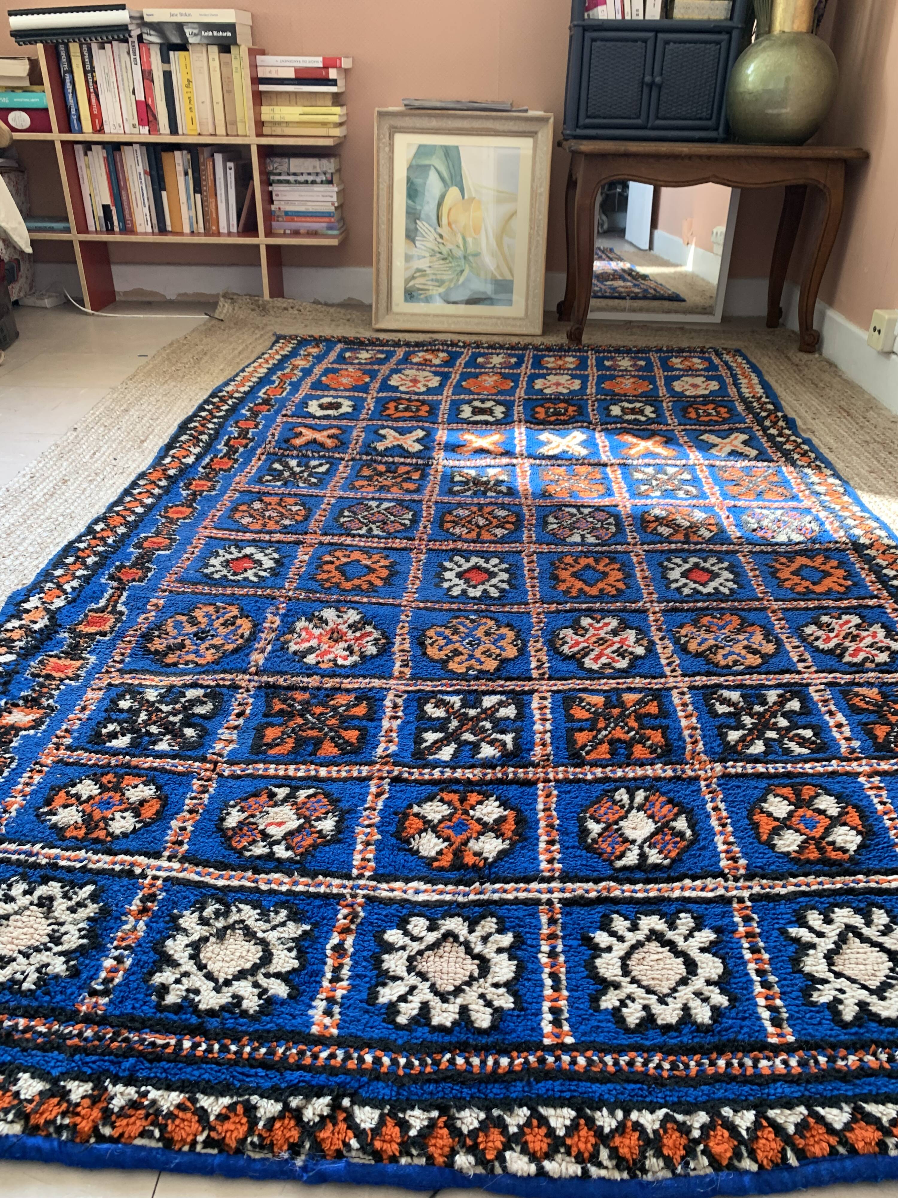 Tapis berbère en laine bleu majorelle