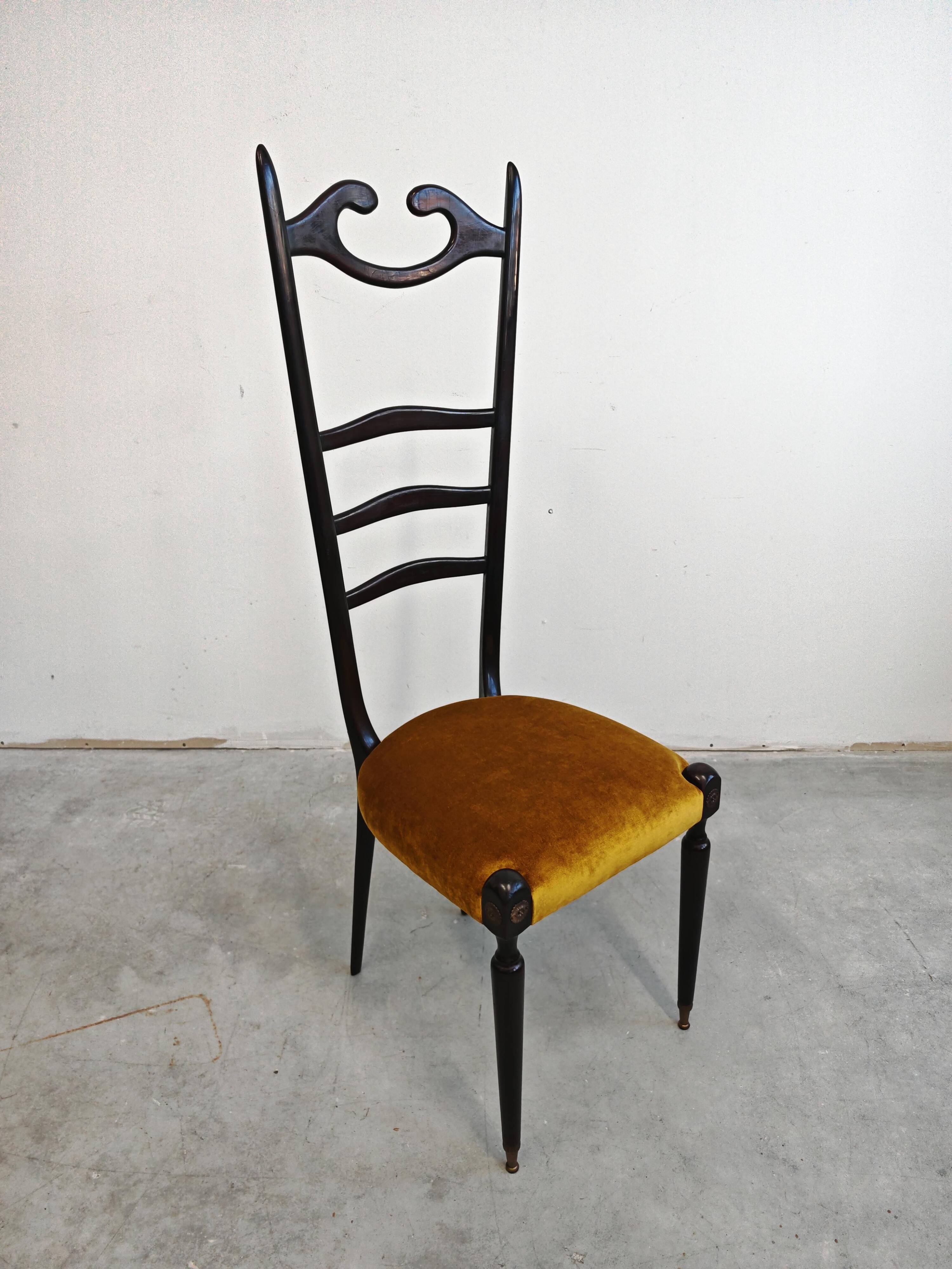 Chiavari chairs with high backs Mid Century Modern Paolo Buffa 1950s