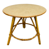 Vintage tripod rattan side table 60s