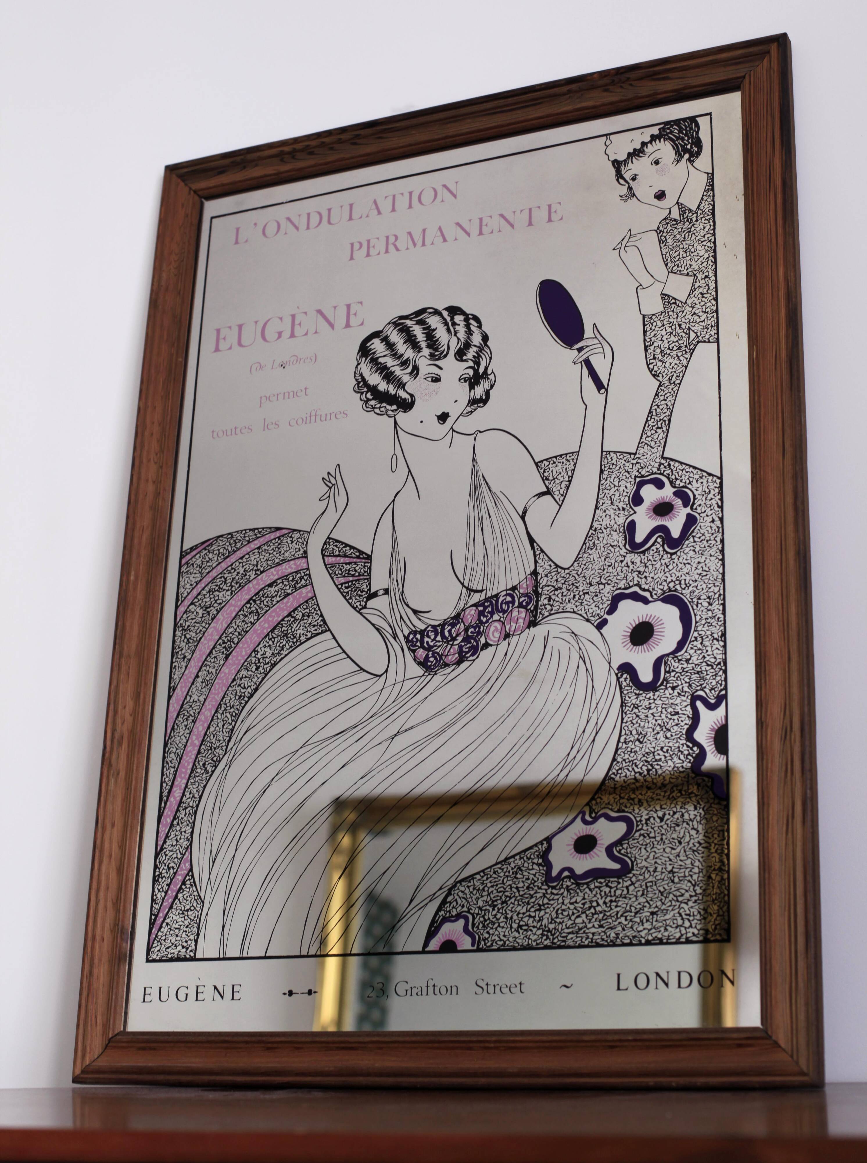 Coiffure screen-printed mirror 88.5cm x 63.5cm