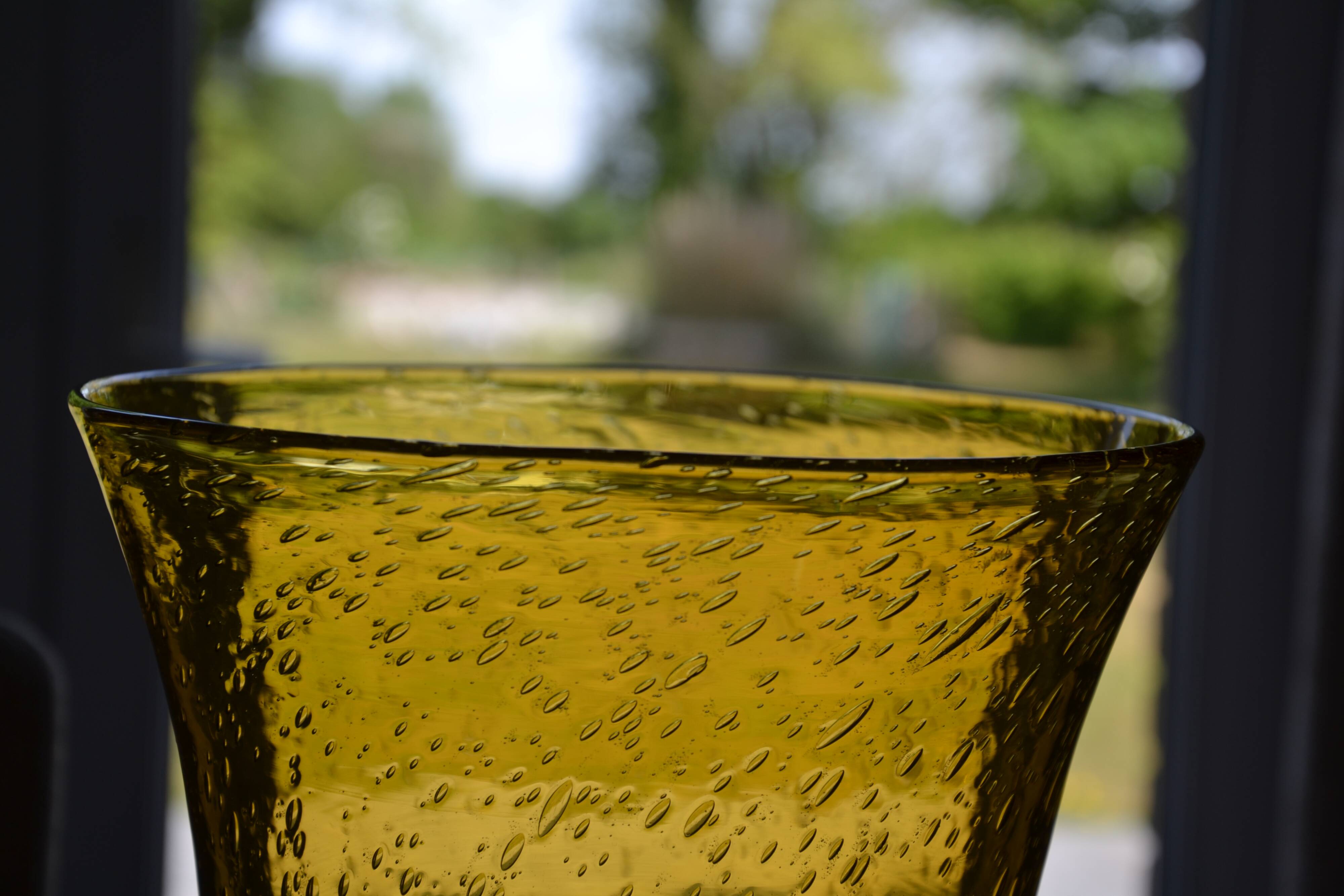 Large vase signed Biot in amber colour.