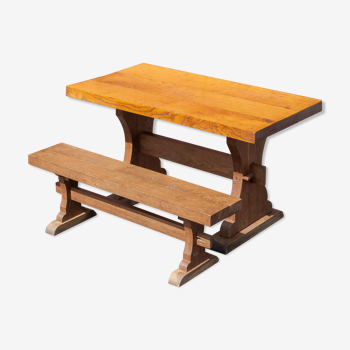 Monastery table, wooden table and its bench, rectangular table, side table, chalet, farmhouse