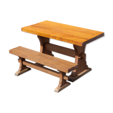 Monastery table, wooden table and its bench, rectangular table, side table, chalet, farmhouse