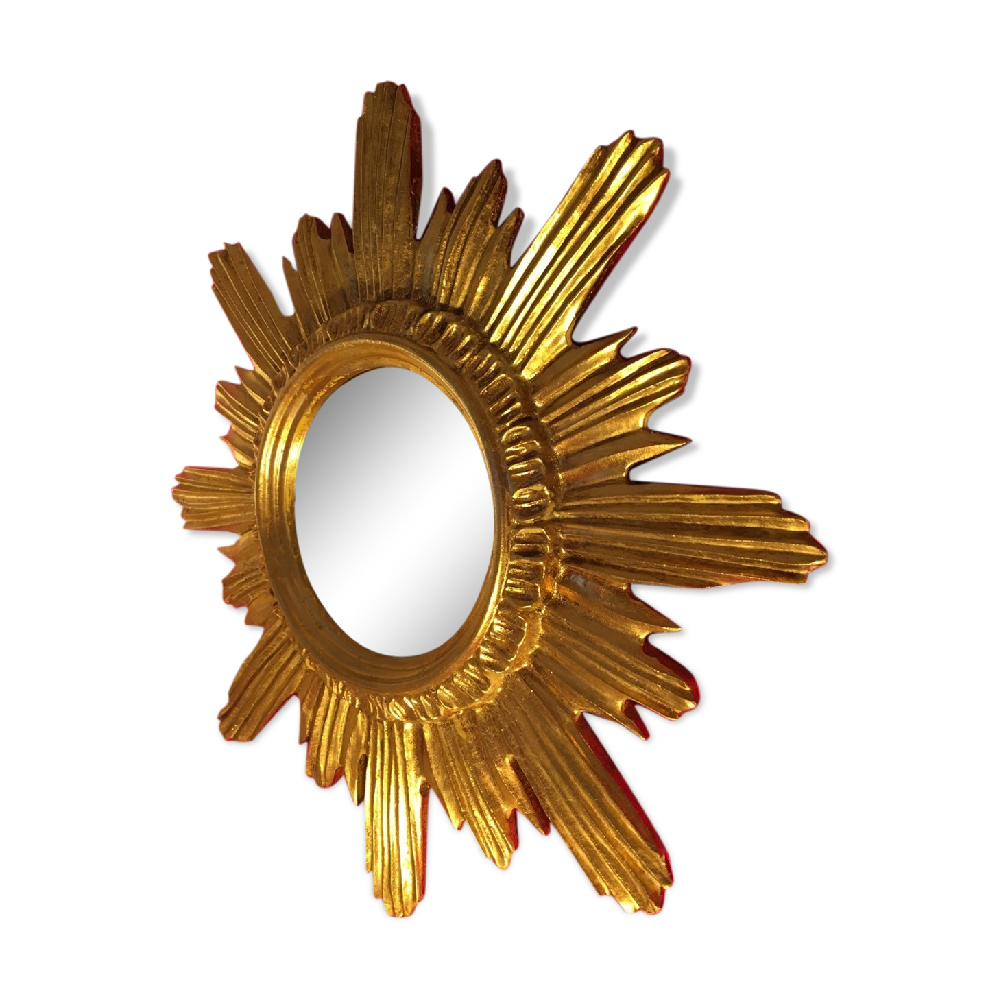 Mirror sun golden wood 42 cm, 1950