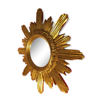 Mirror sun golden wood 42 cm, 1950