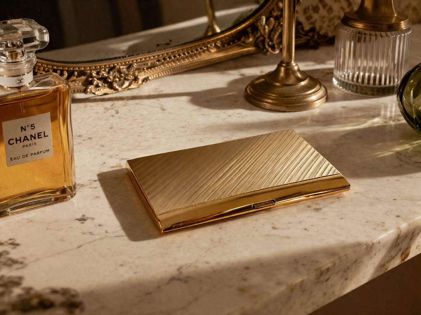 Vintage 1960s gold-plated cigarette case from France - 13 x 10 cm