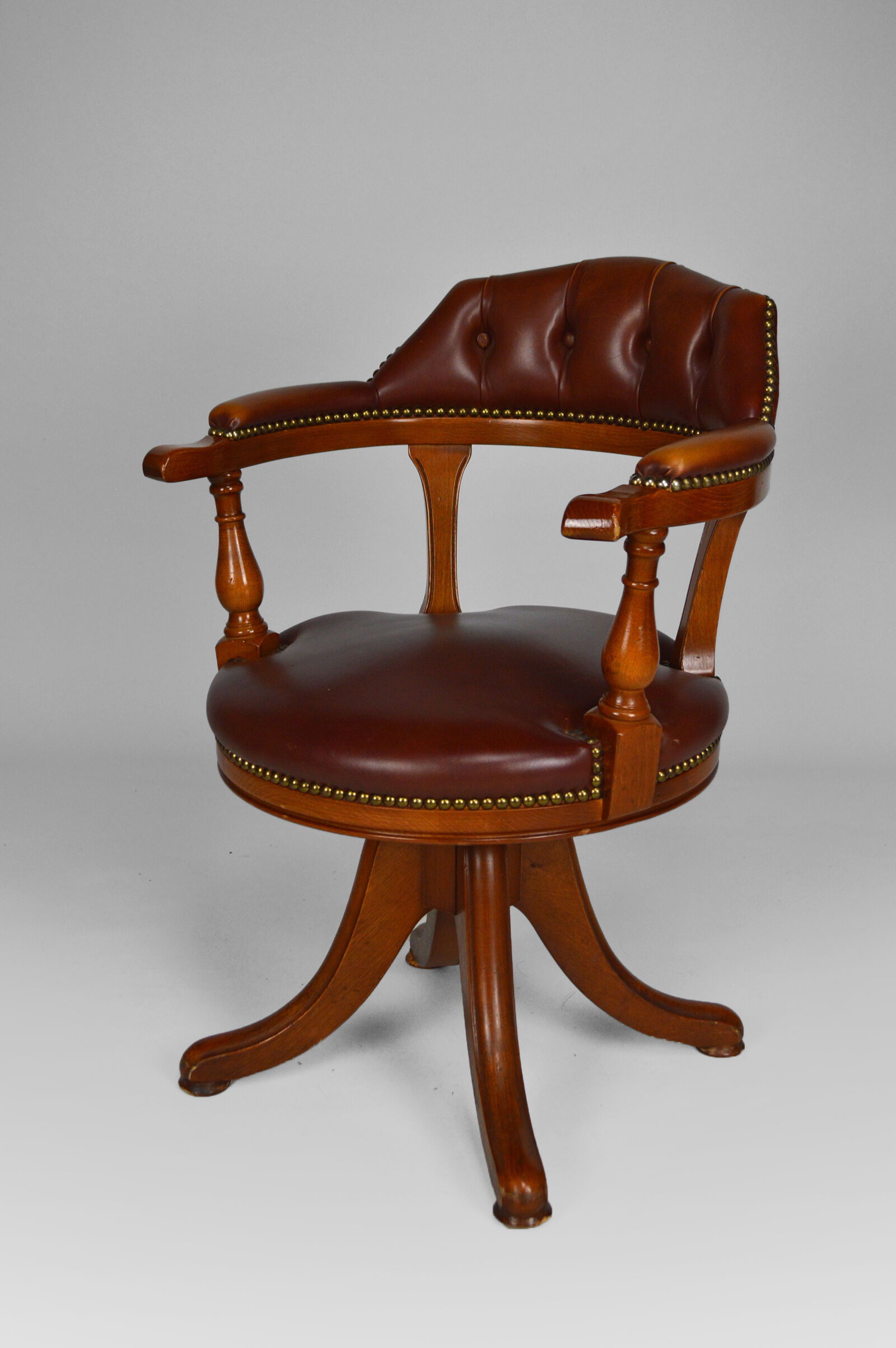 Swivel desk, wood and leather