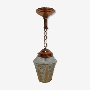 Vintage hanging lamp with glass shade