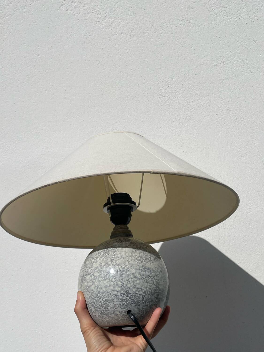 Speckled wood ball lamp 1980