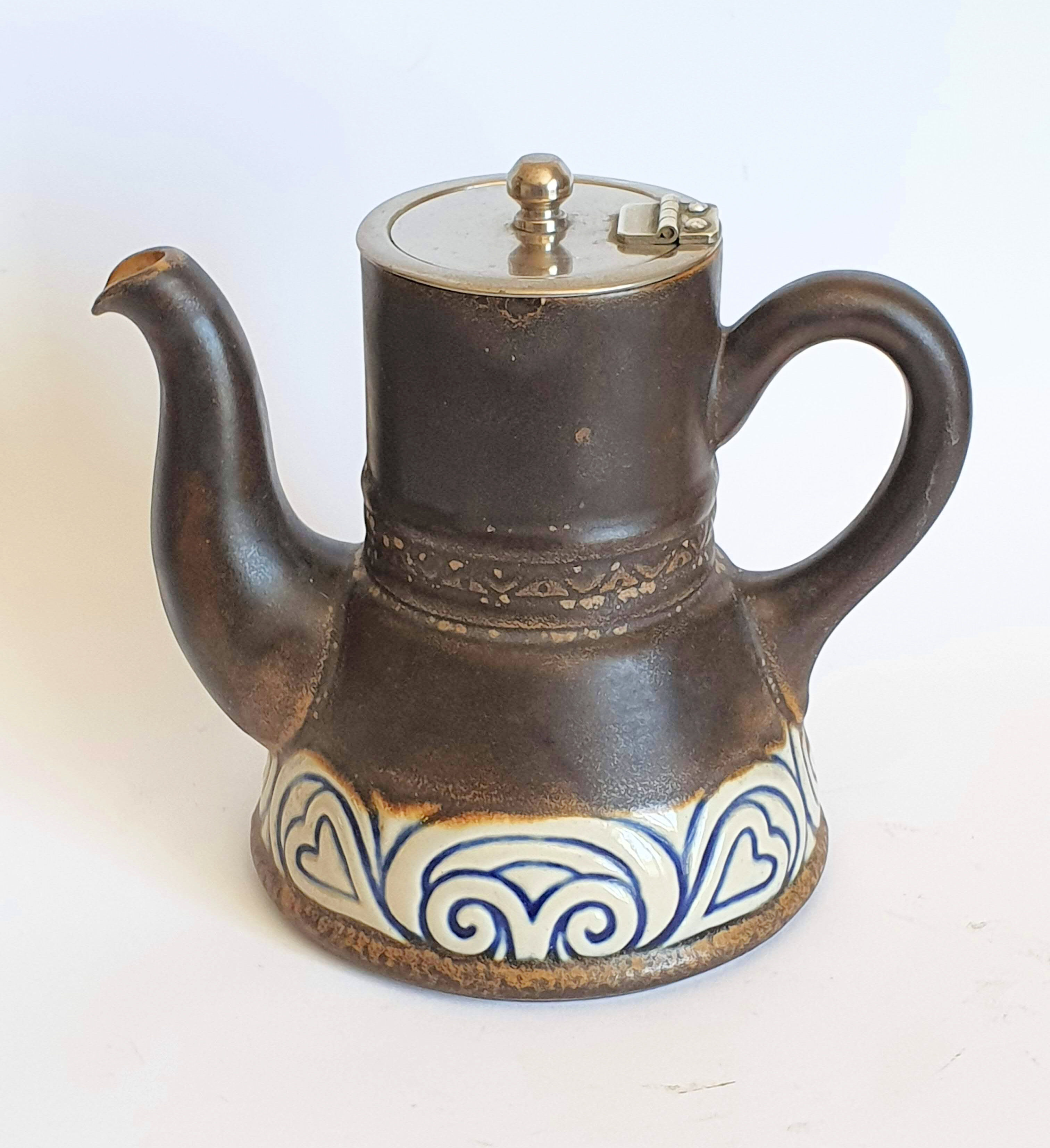 Sandstone teapot signed HB Quimper