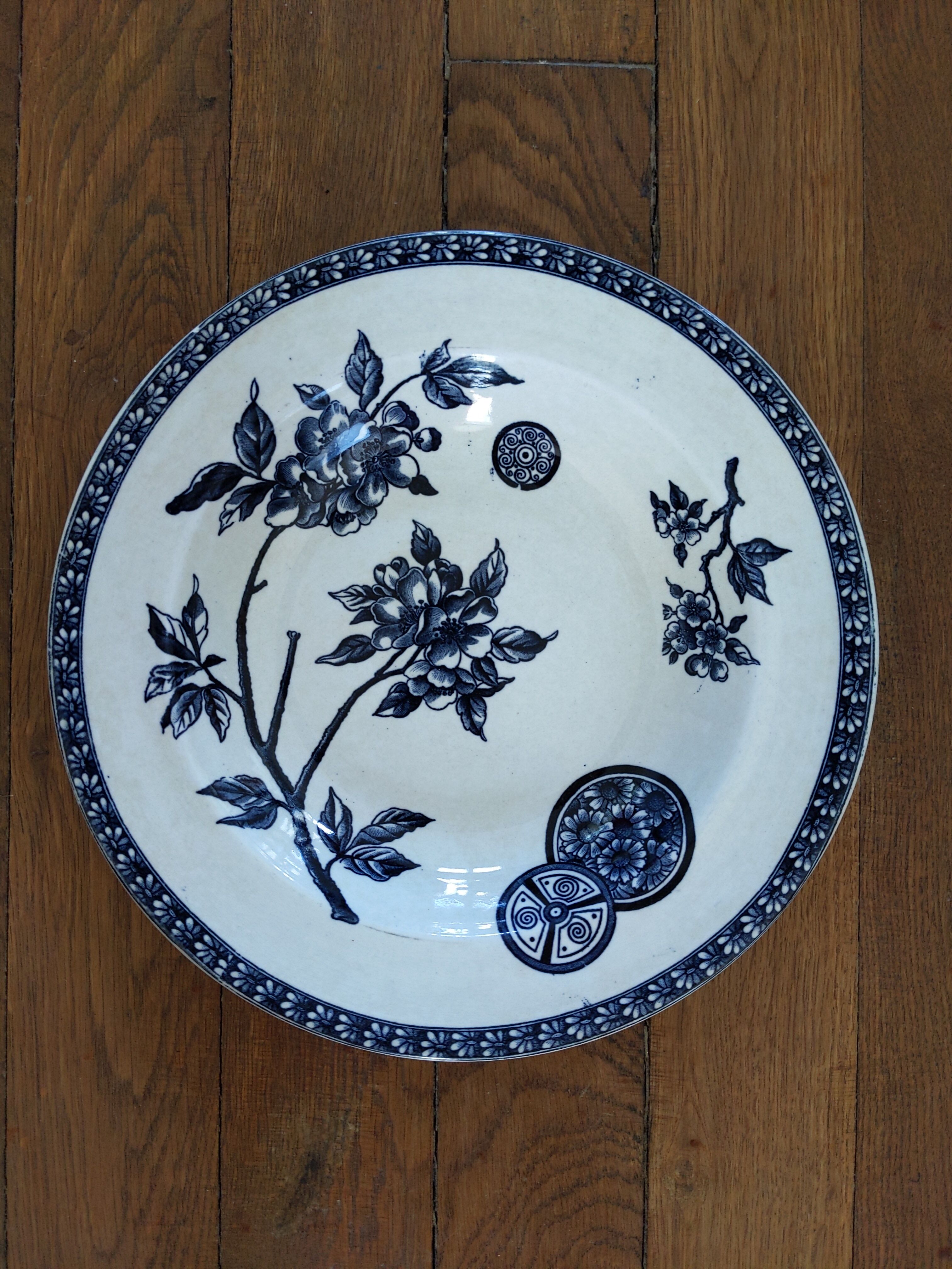 Vintage antique plate porcelain iron earth Marguerite drouot