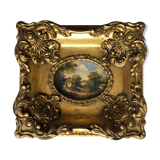 Painting: oil on panel, rural landscape