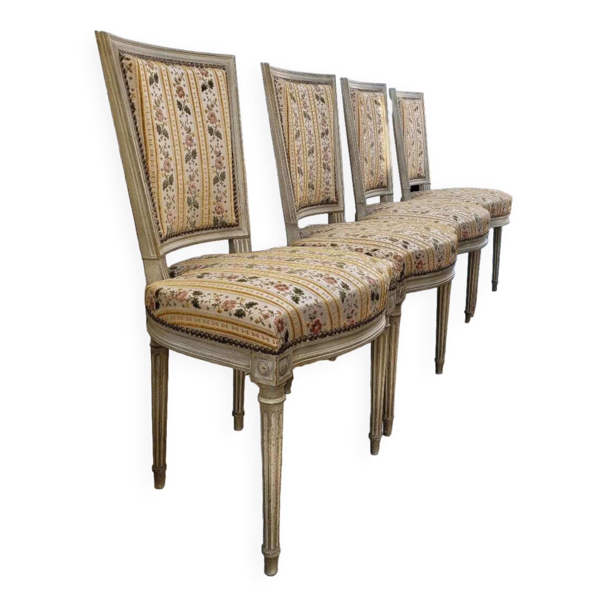 Series of 4 old Louis XVI style chairs