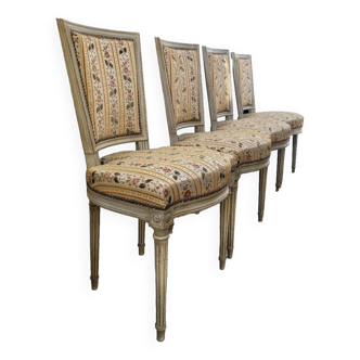Series of 4 old Louis XVI style chairs