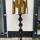 Brutalist Carved Wood Floor Lamp