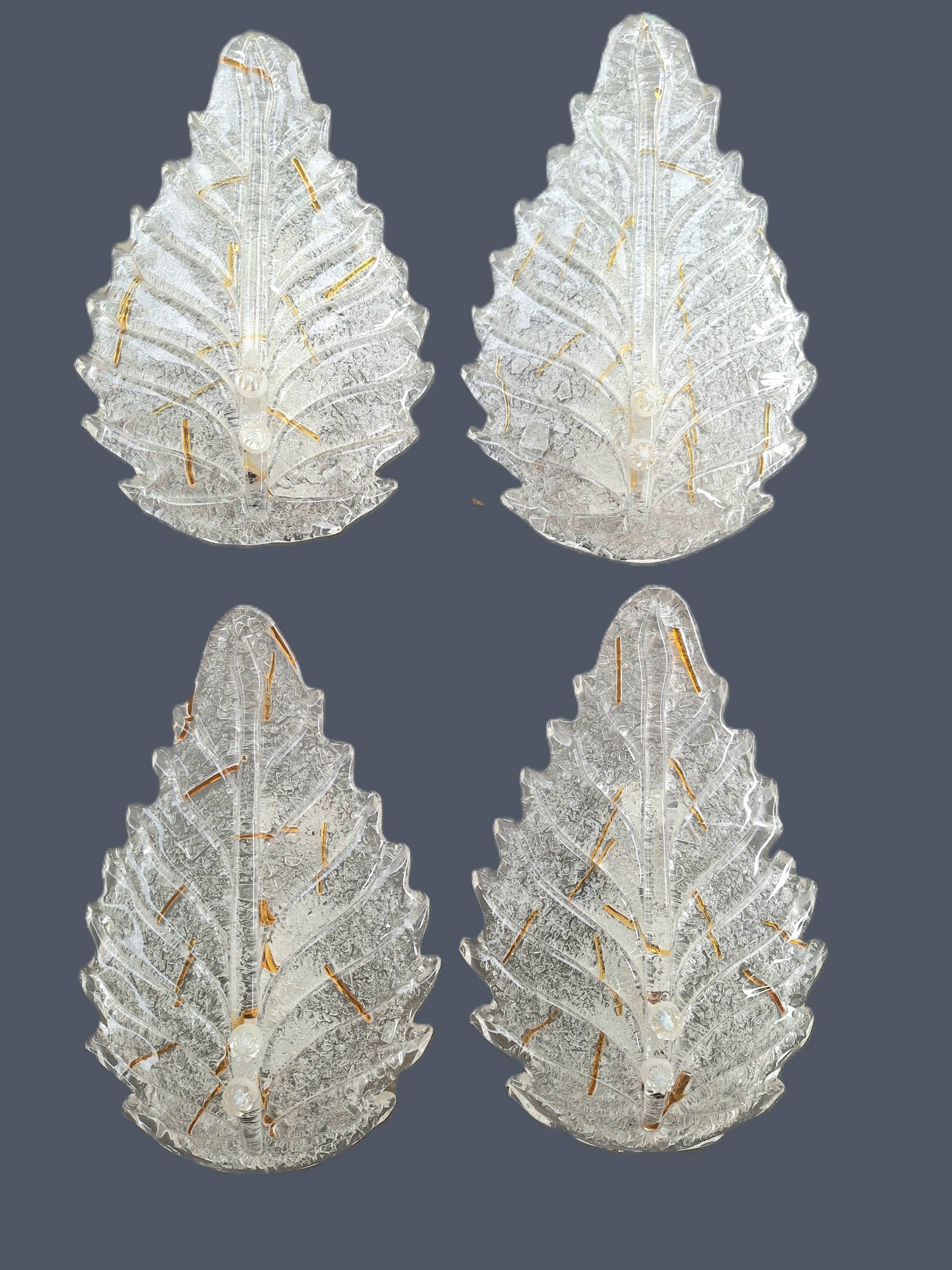 Stunning set of four vintage Murano glass wall lights