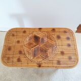 Coffee table in rattan marquetry 1960