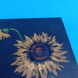 Painting of sunflowers in a vase comes from the 60's / 70's