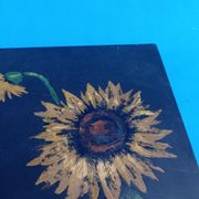 Painting of sunflowers in a vase comes from the 60's / 70's