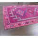 1970s Turkish Handmade Pink Diamond Wool Runner Rug 78x384