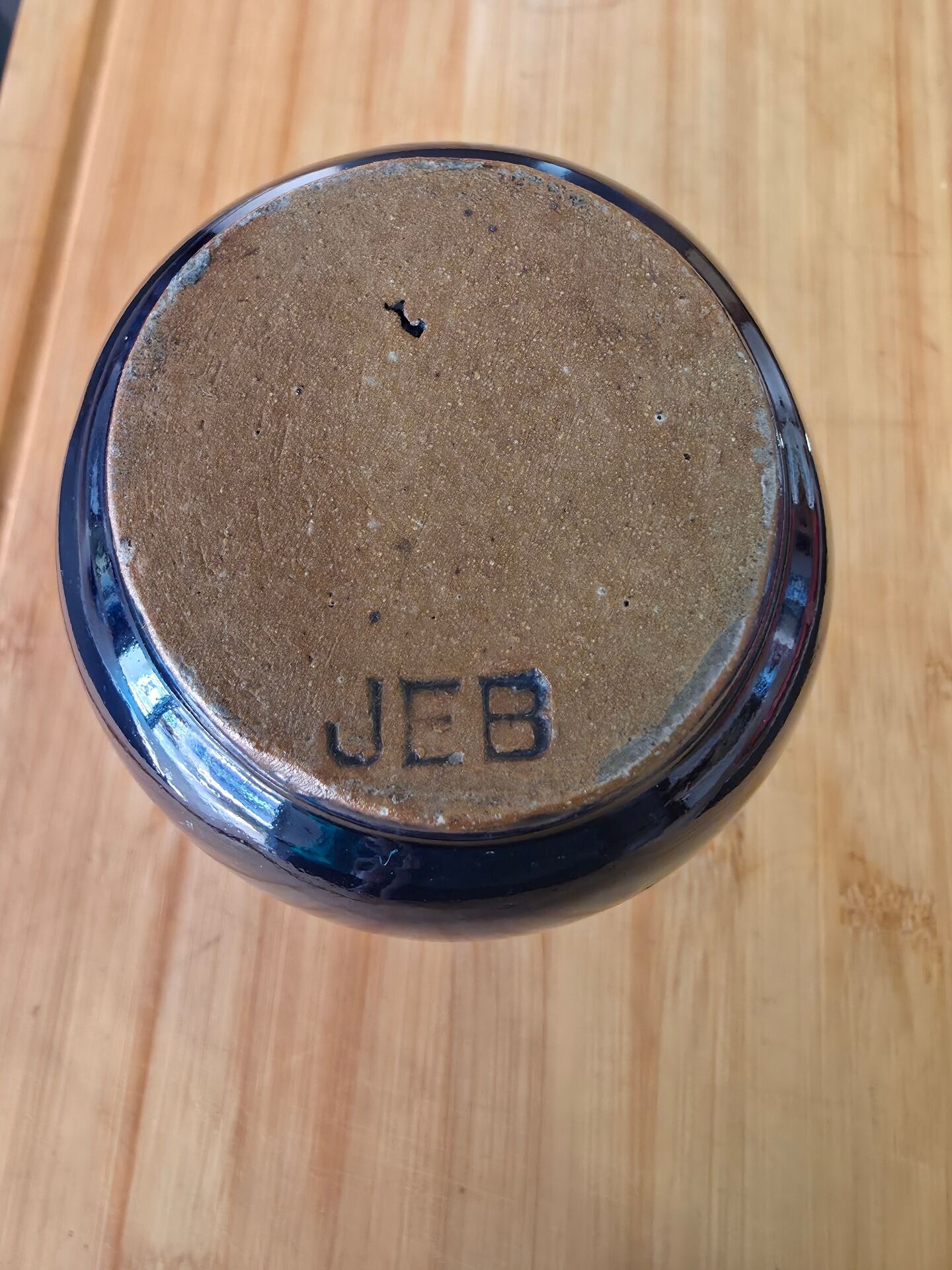 Small Art Deco Cobalt Blue Vase Gold Signed JEB Circa 30/50