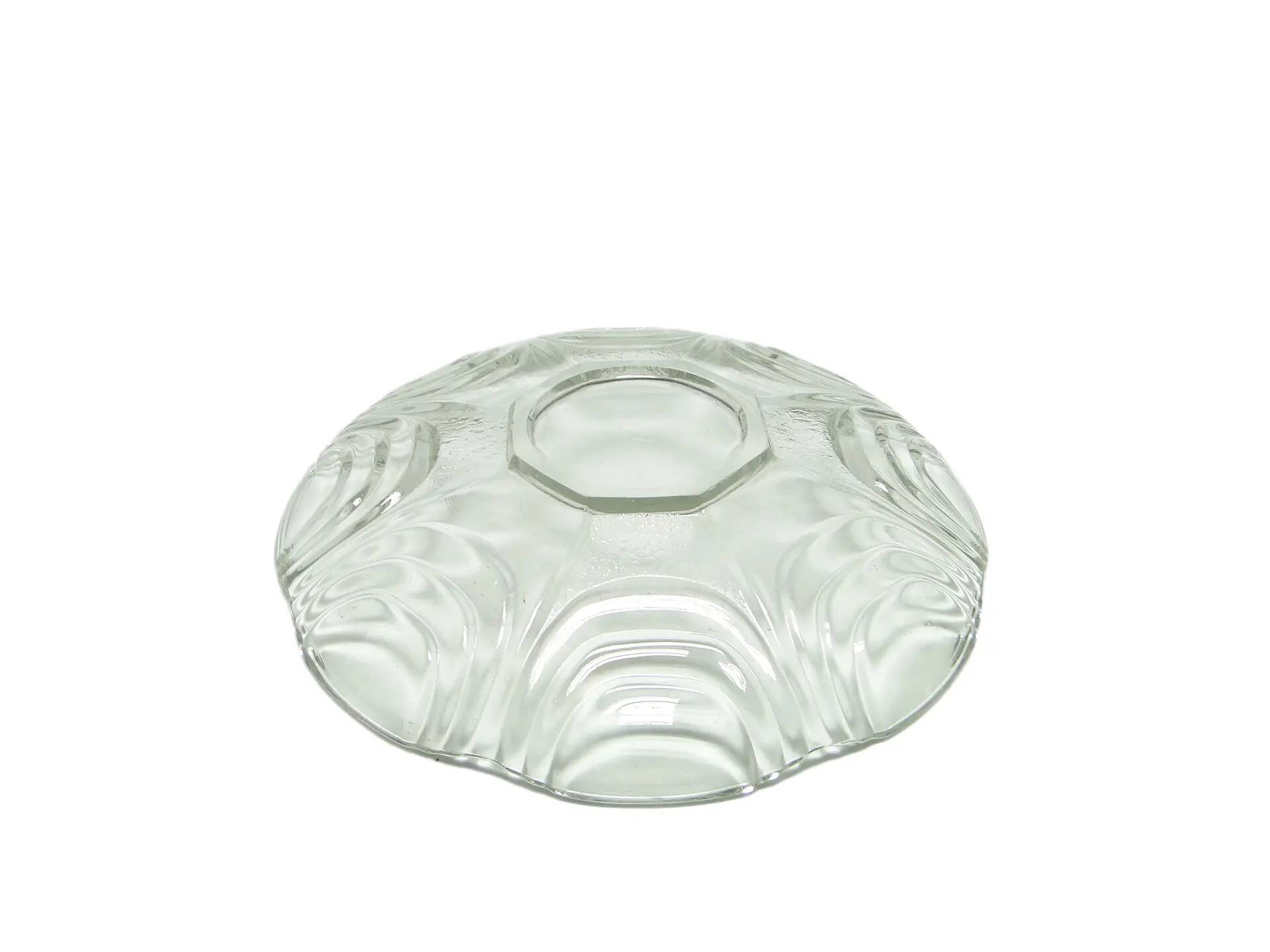 Dish, modernism, transparent glass, Huta Hortensja, Poland, 1950s