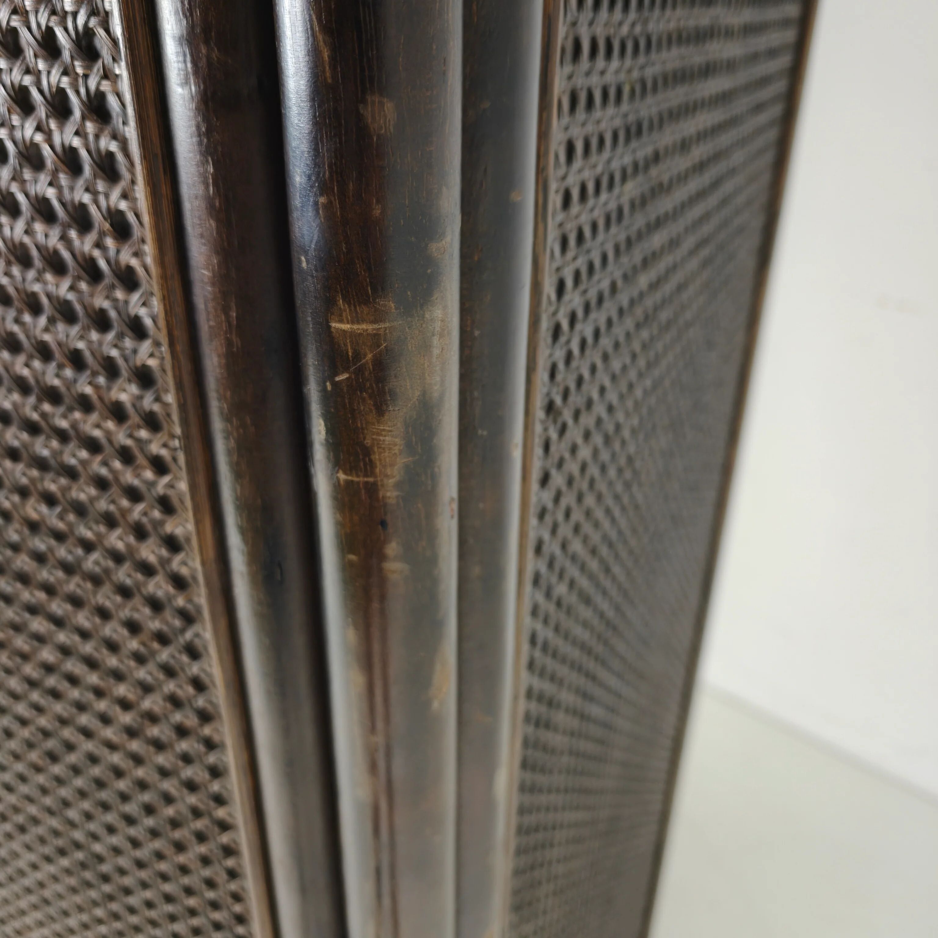 Vintage wicker wardrobe / linen cabinet – rattan & bamboo