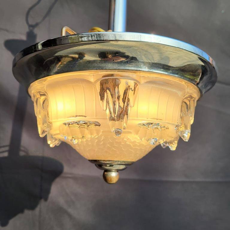 Lustre verre EZAN Art Déco 1930 - Jean Gauthier