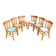 6 vintage bistro chairs from the 1950s, beech wood, repainted mismatched seats.