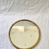 Miroir rond laiton années 50 -  27x27cm
