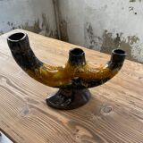 Vallauris black yellow ceramic candlestick