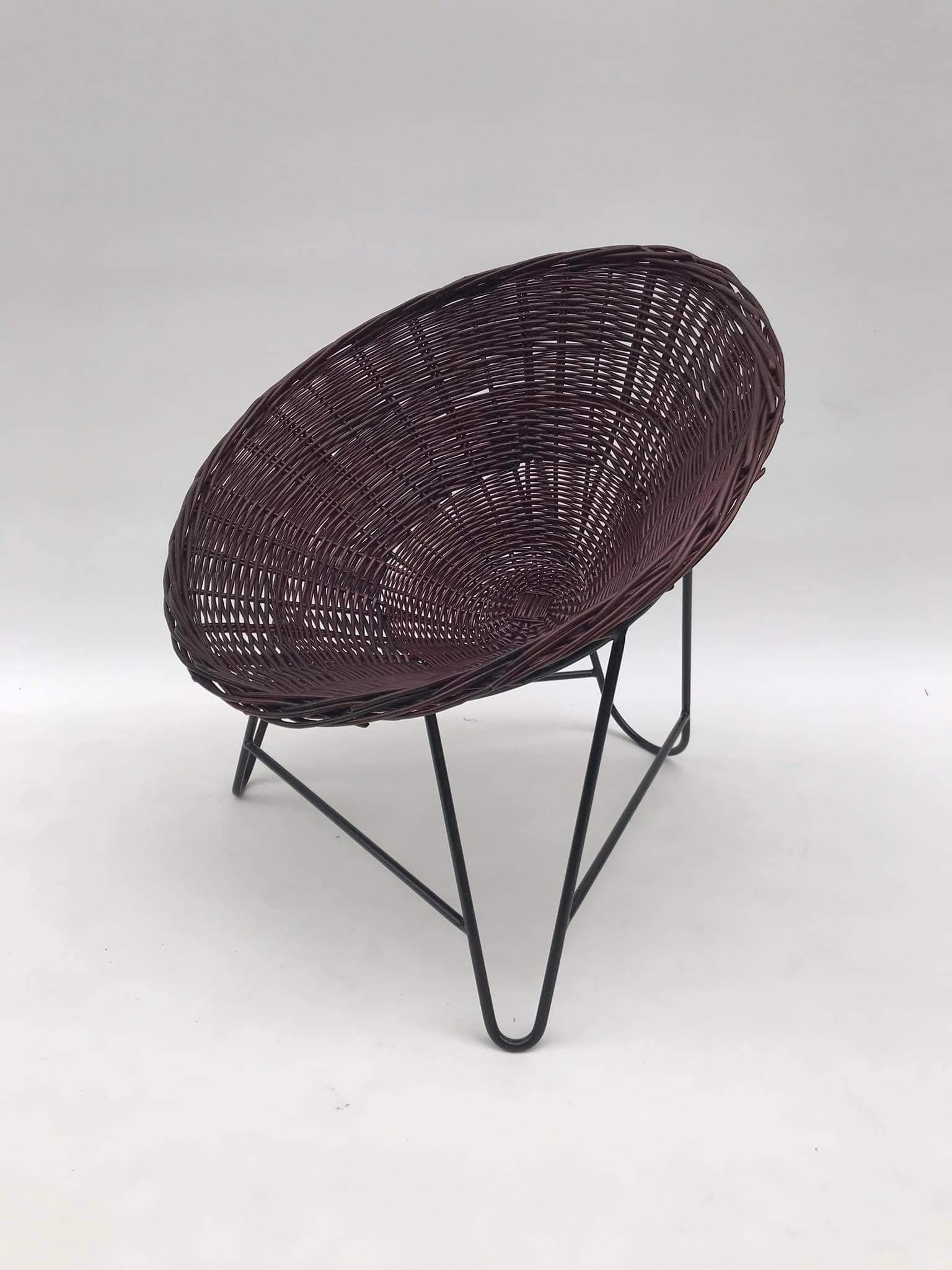 Rattan chair / armchair in the form of a woven basket from the 80's, Germany
