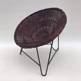 Rattan chair / armchair in the form of a woven basket from the 80's, Germany