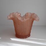 Pink frosted glass vase