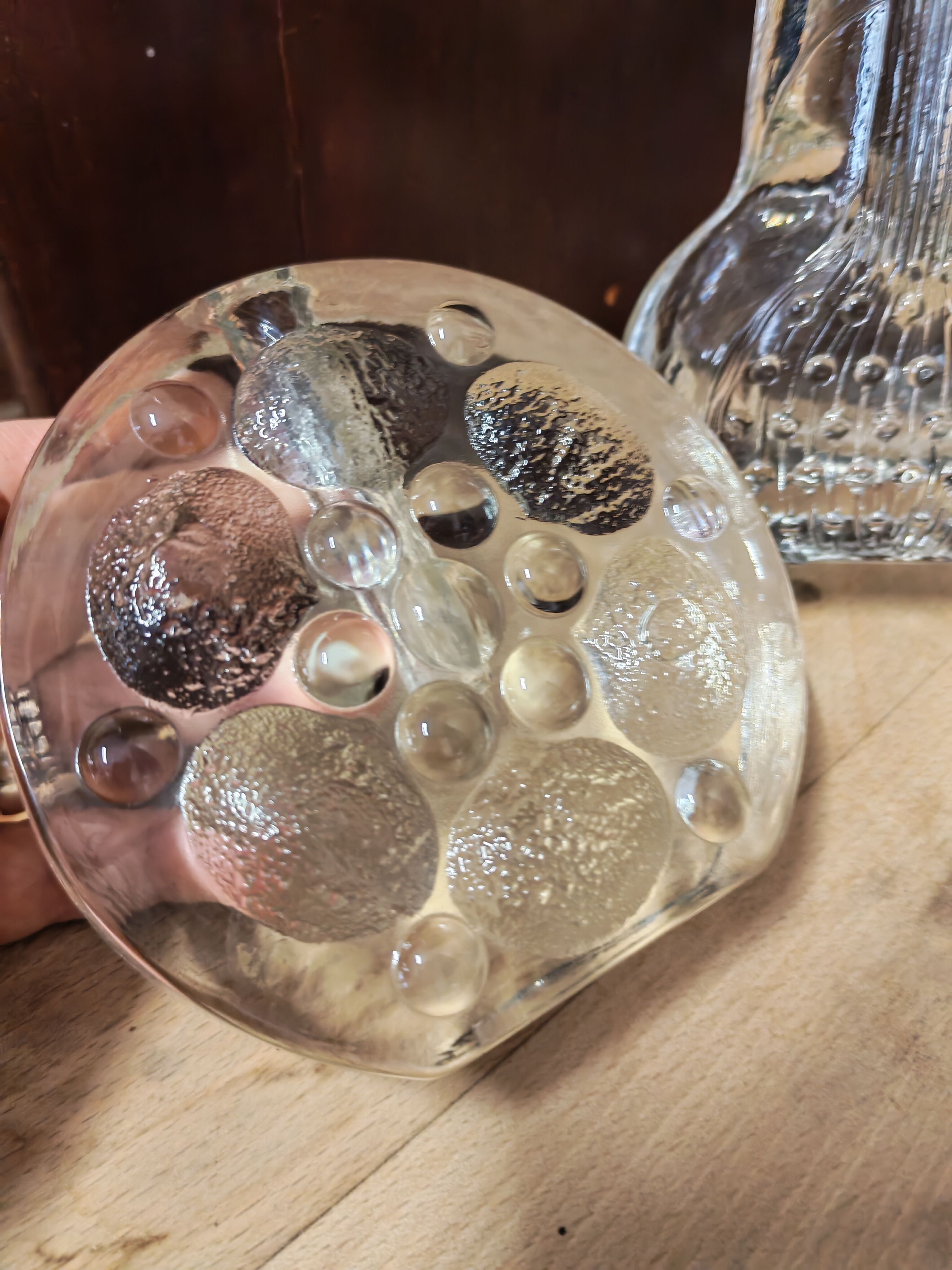 Lot de trois vases soliflores en verre moulé space age Allemagne 1970