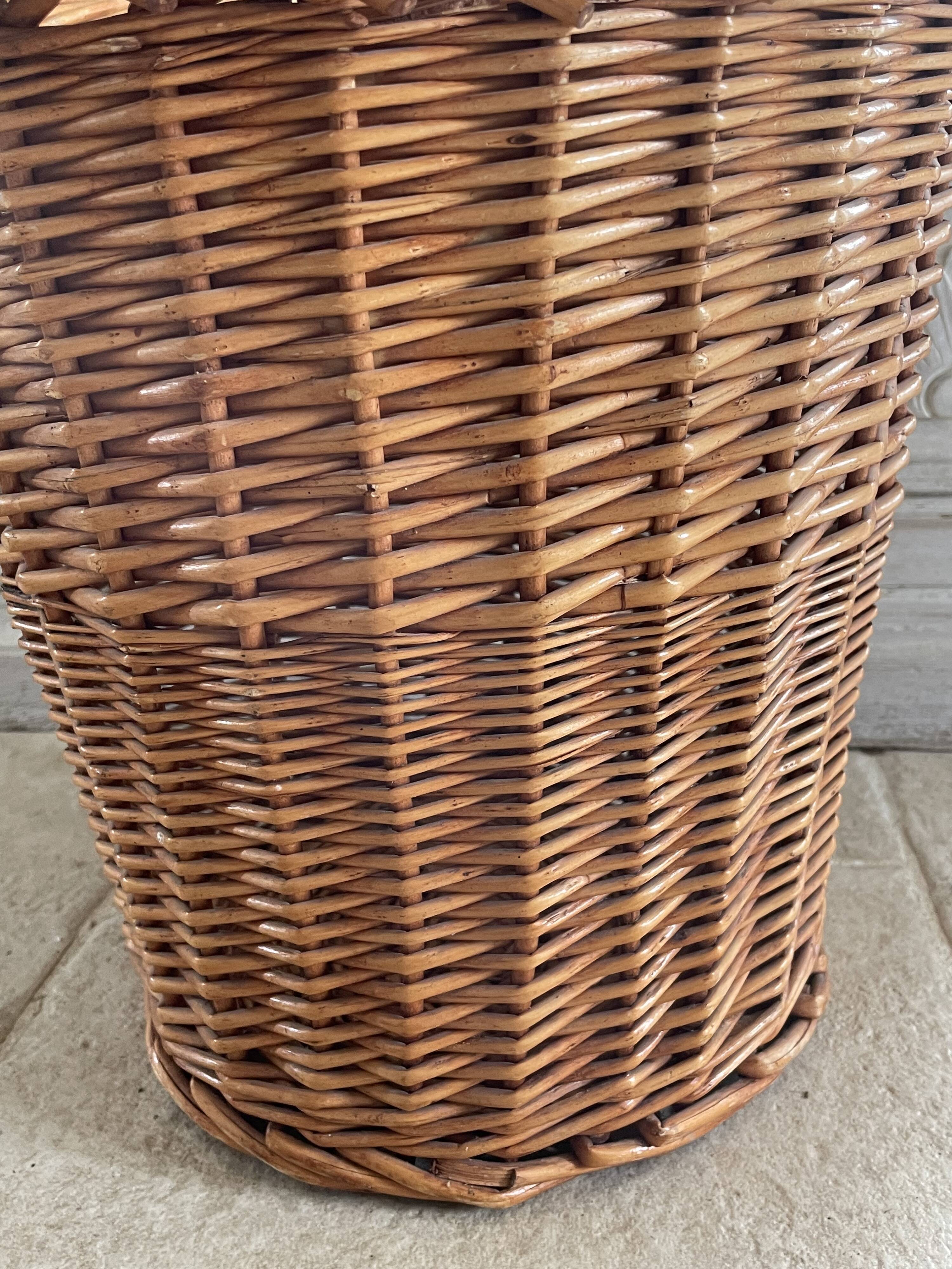 Vintage rattan paper basket