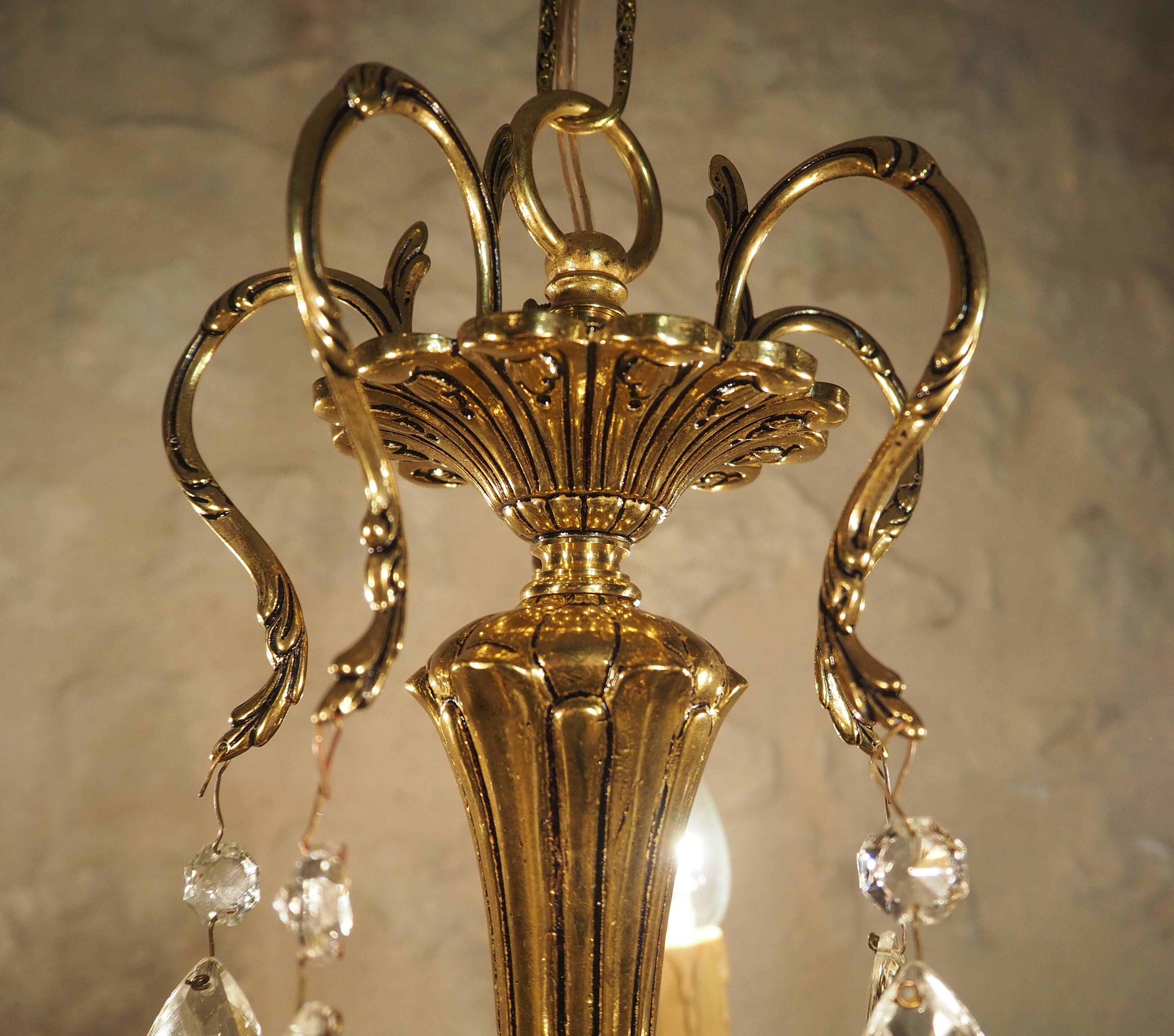 Bronze chandelier and faceted crystal stamps