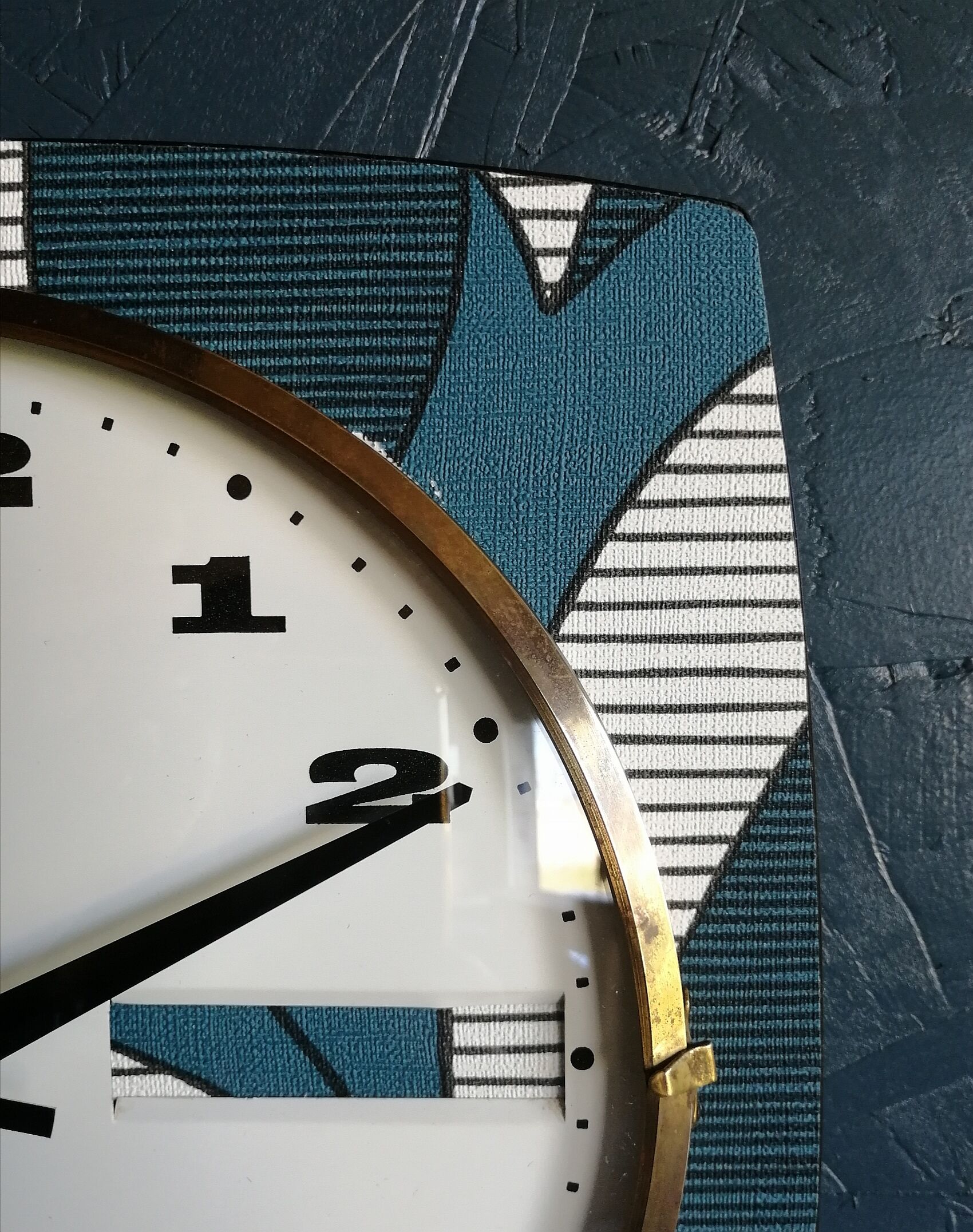 Vintage clock square silent wall clock "Romatic blue white ochre"