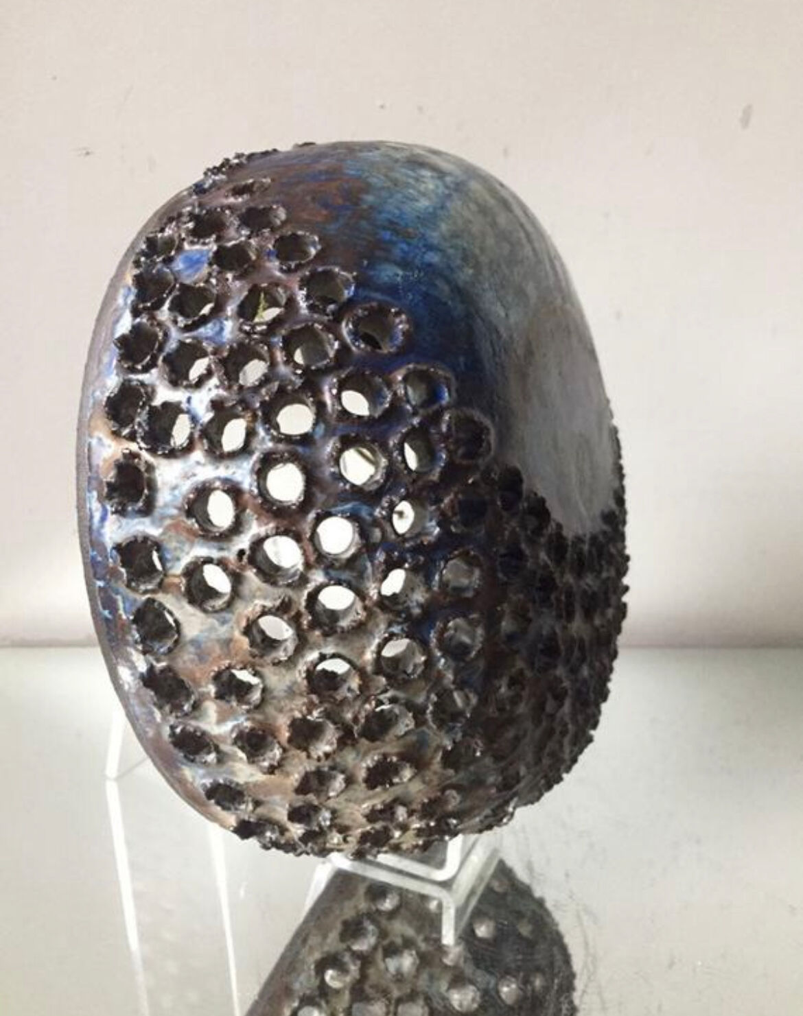 Danish ceramic stoneware 1974 wall light  signed studio