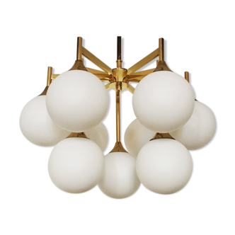 Lustre Spoutnik en laiton du milieu du siècle par Kaiser Leuchten