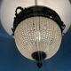 Ceiling light basket old 19th brass and faceted glass beads