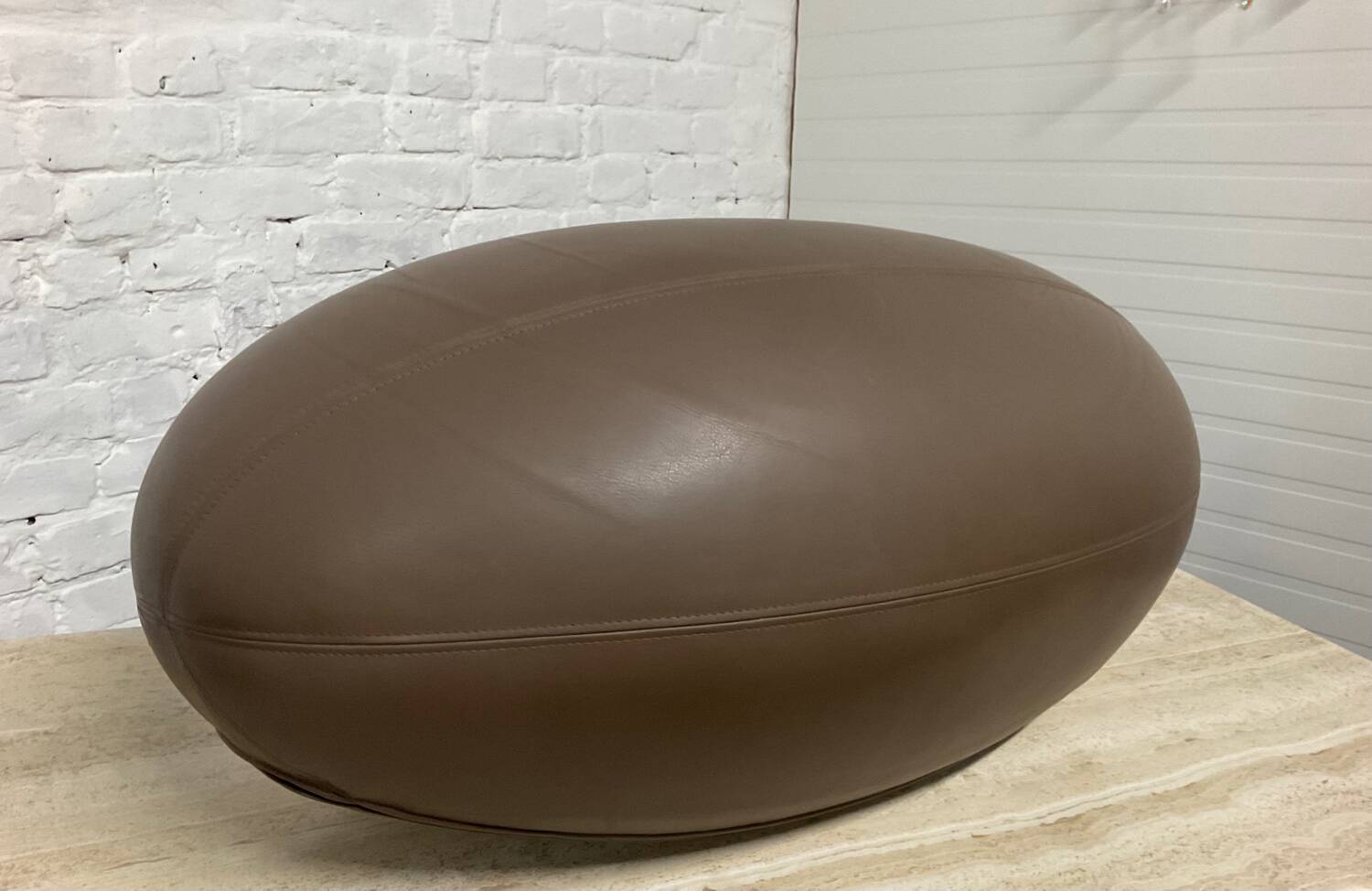 Pouf design by Antonio Pinto for Durlet leather rugby ball