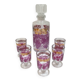 Carafe et 6 verres à liqueur, années 60