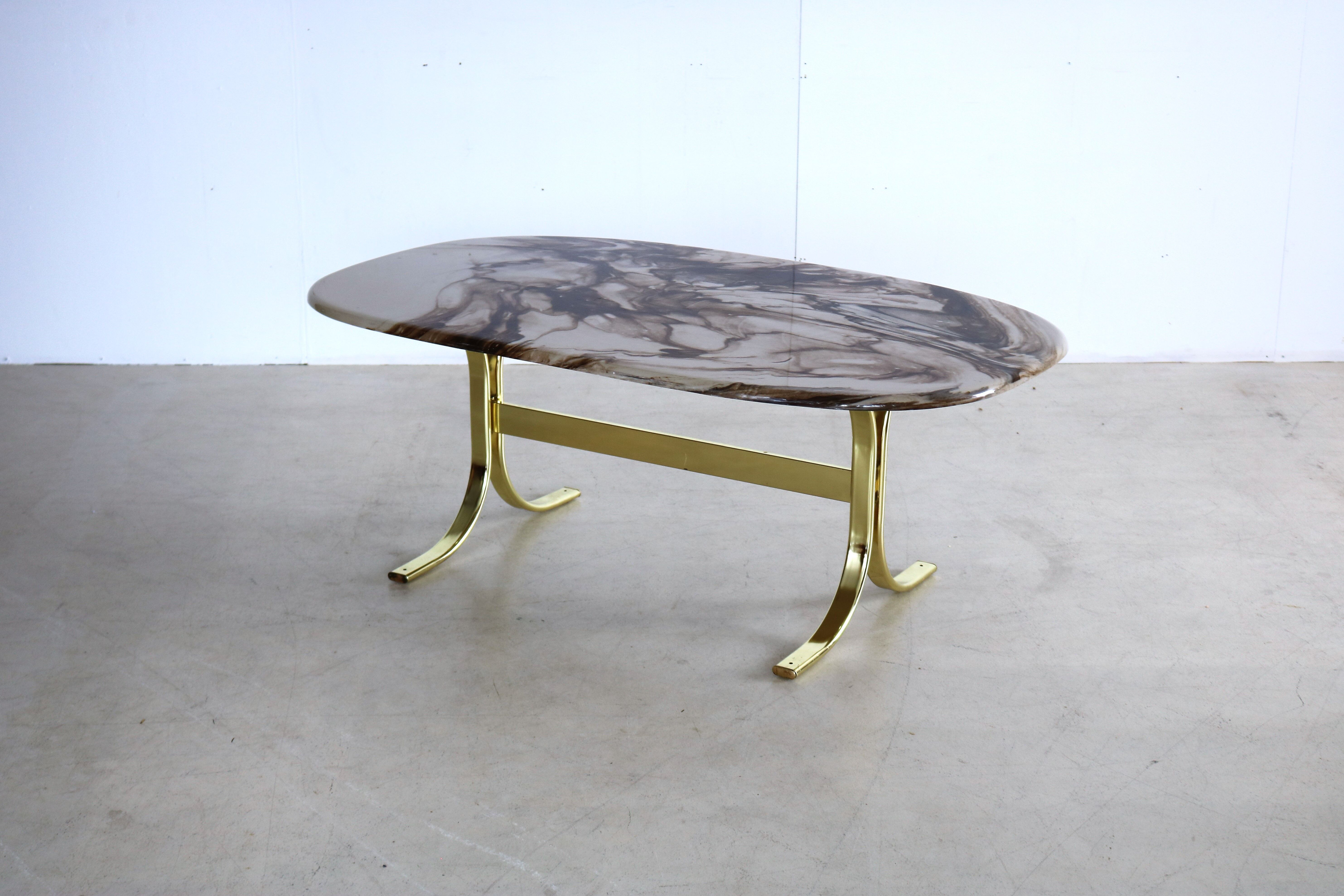Table basse vintage, plateau en marbre, années 60, Suède