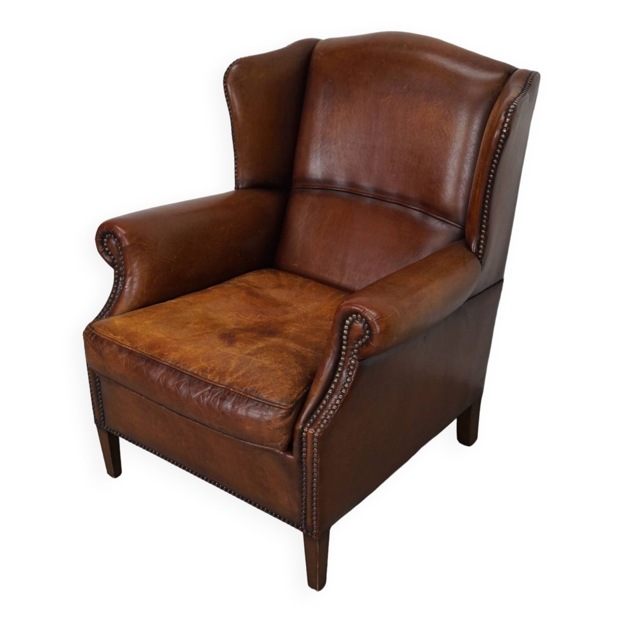Vintage Dutch Cognac Colored Leather Club Chair