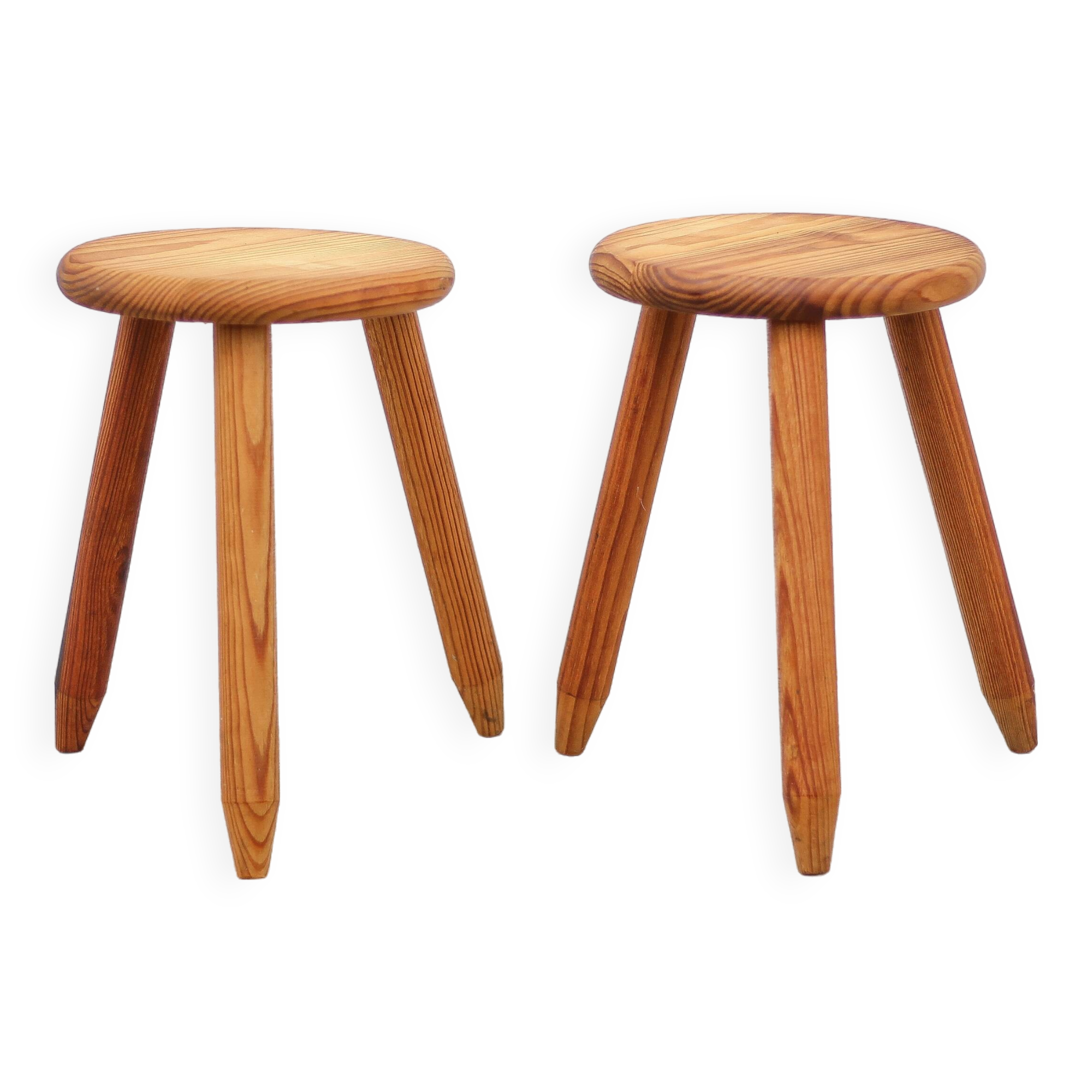 Pair of vintage stools, wooden stools, tripod stools, side stools, plant holders