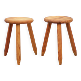 Pair of vintage stools, wooden stools, tripod stools, side stools, plant holders