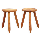 Pair of vintage stools, wooden stools, tripod stools, side stools, plant holders