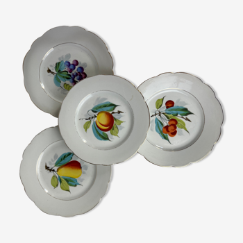 4 porcelain plates with fruit motifs